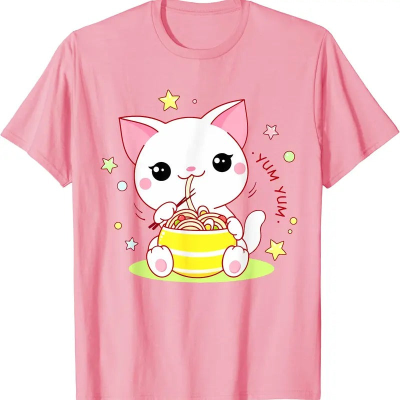 Cute Cat Ramen Noodle Kawaii Anime Youth Teen Girl TShirt Hoodie, Sweatshirt | HypeDripTees.com