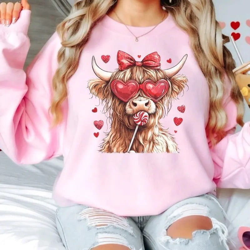 Cute Cow Lovers Valentines Day  - Sweatshirt T-Shirts, Hoodie | HypeDripTees.com