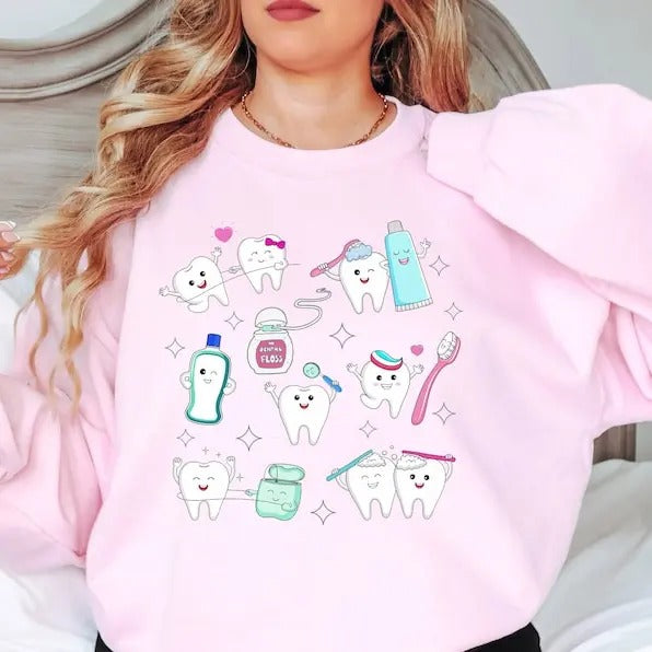 Cute Dental Sweatshirt, Funny Dentist Sweater, Dental Hygienist Shirt, Dental Hygiene Gifts, Dental Squad, Dentist Teeth,...