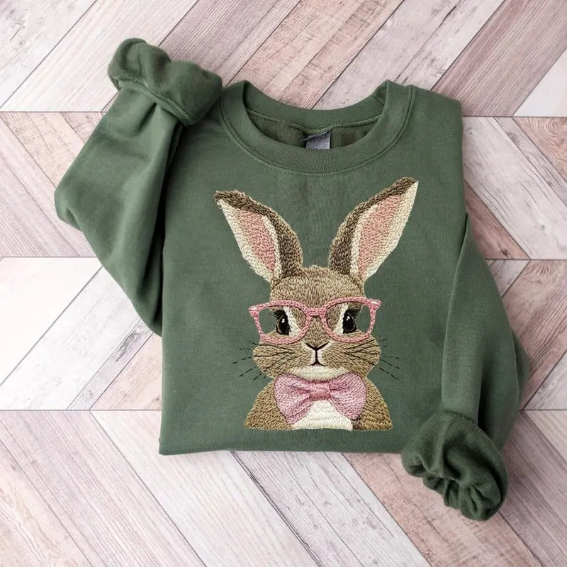 Cute Easter Bunny Sweatshirt, Easter Rabbit Sweater, Easter Gift for Mom T-Shirts, Hoodie | HypeDripTees.com