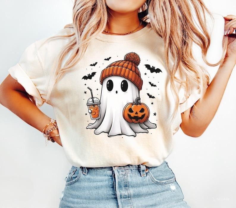 Cute Ghost Sweatshirt, Cute Ghost Shirt, Funny Spooky Sweatshirt, Womens Ghost Sweatshirt, Spooky Season Shirt, Halloween...