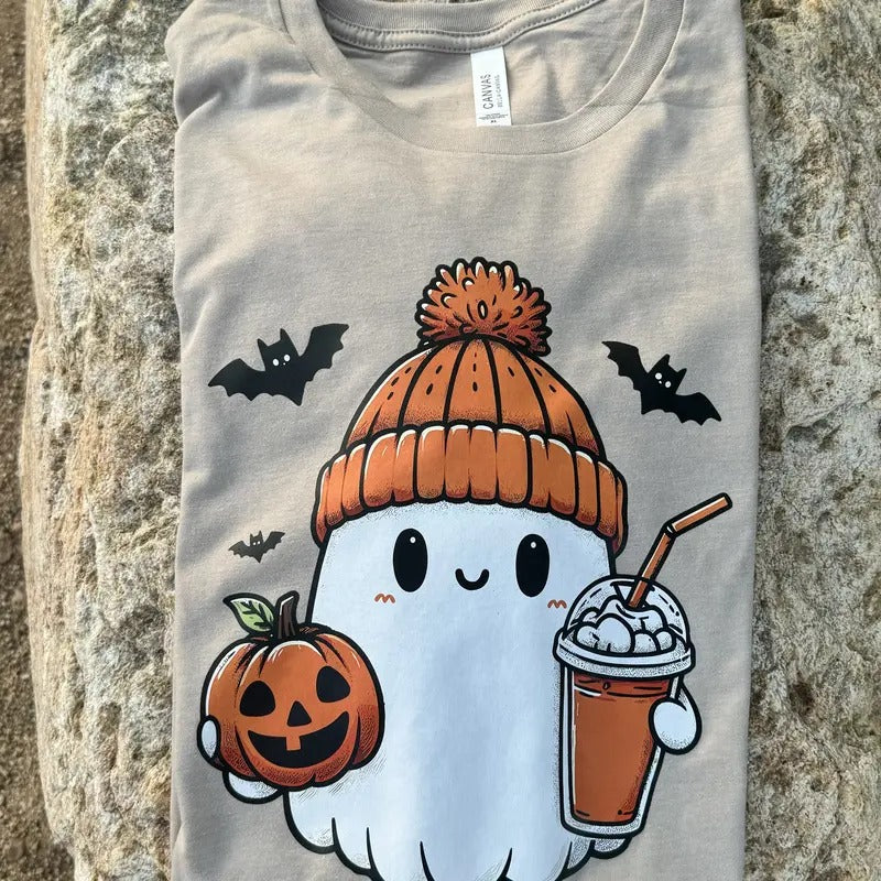 Cute Ghost with Pumpkin Spice Latte T-shirt Fit Halloween halloween shirt Hoodie, Sweatshirt | HypeDripTees.com