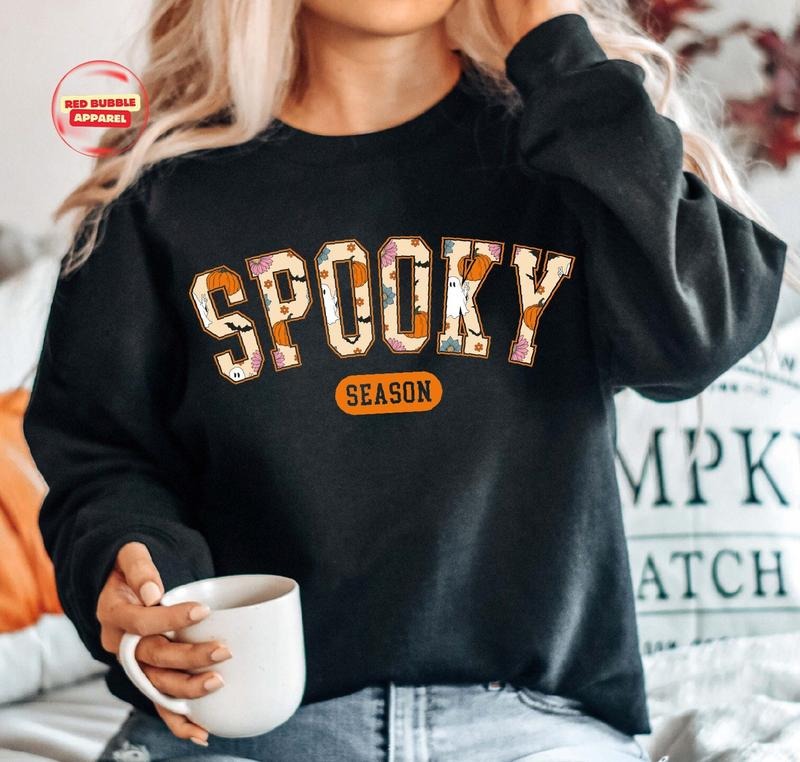 Cute Spooky Season Sweatshirt,Halloween Sweatshirt, Womens Halloween Sweatshirt, Cute Fall Sweater, Spooky Season Shirt...