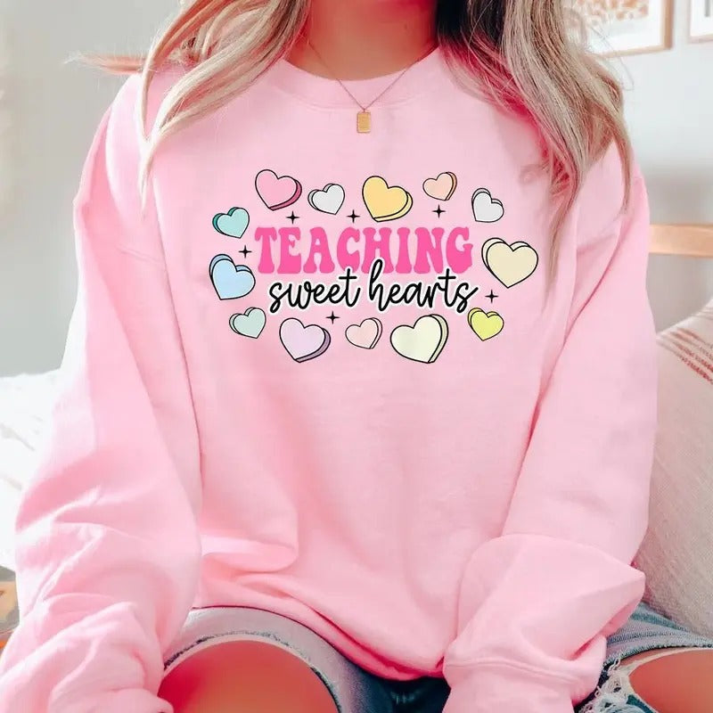Cute Teacher Valentine Retro Heart Positive Valentine Clothingstyle{N002}2 T-Shirts, Hoodie, Sweatshirt