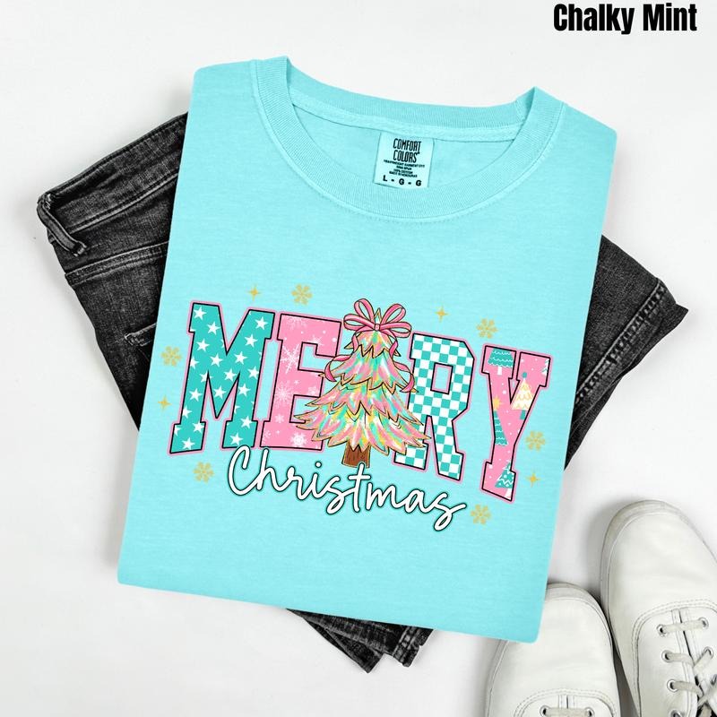 Cute Tree Merry Christmas Comfort Colors T-Shirt 'NLB' Hoodie, Sweatshirt | HypeDripTees.com