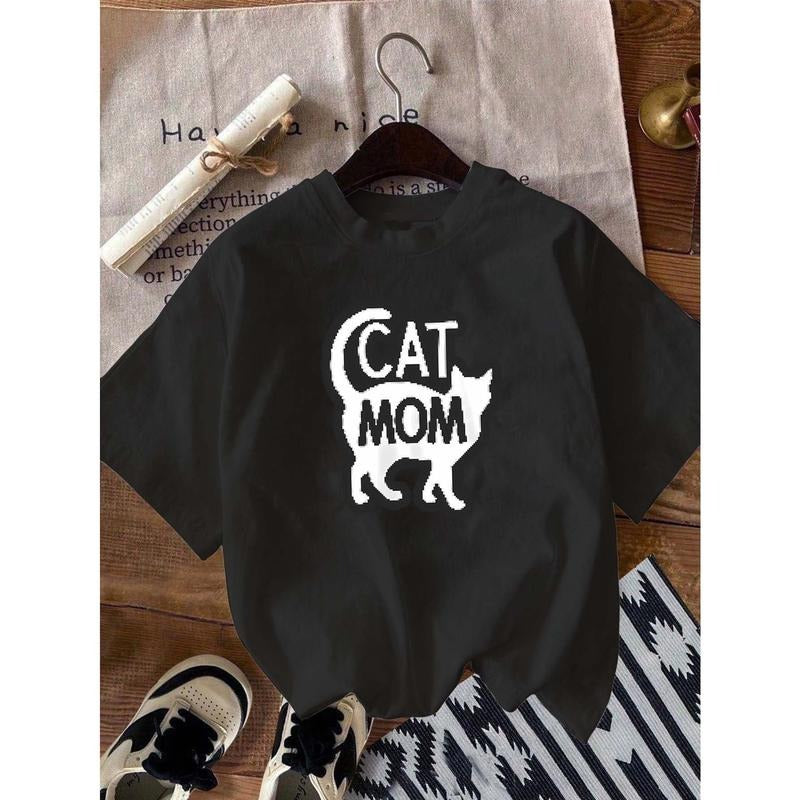 Cute and Trendy T - Shirt: "CAT MOM" with Adorable Cat Silhouette Design Hoodie, Sweatshirt | HypeDripTees.com