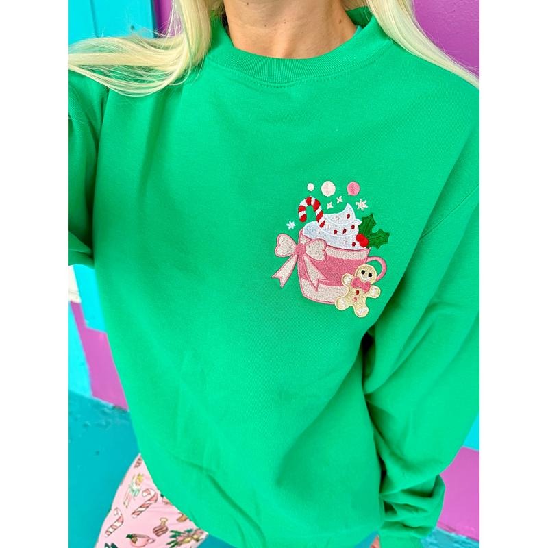 Cutesy Gingerbread & Candy Cane Embroidered Sweatshirt T-Shirts, Hoodie | HypeDripTees.com