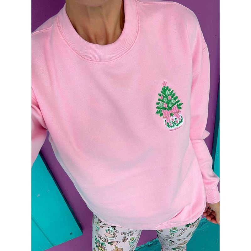 Cutie Christmas Tree Embroidered Sweatshirt T-Shirts, Hoodie | HypeDripTees.com