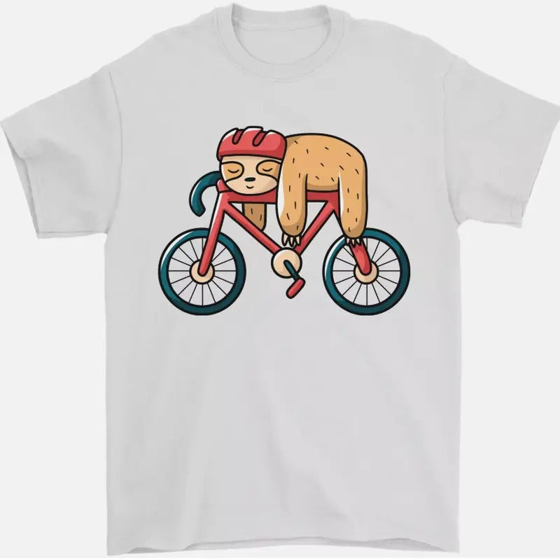 Cycling Sleeping Sloth Bicycle Cyclist Mens T-Shirt 100% Cotton Hoodie, Sweatshirt | HypeDripTees.com