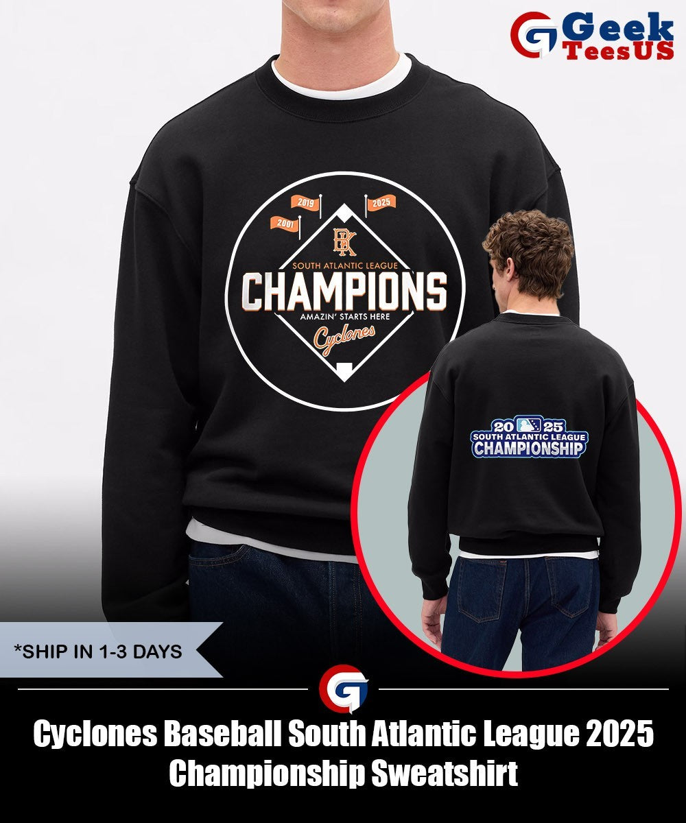 Cyclones Baseball South Atlantic League 2025 Championship shirt