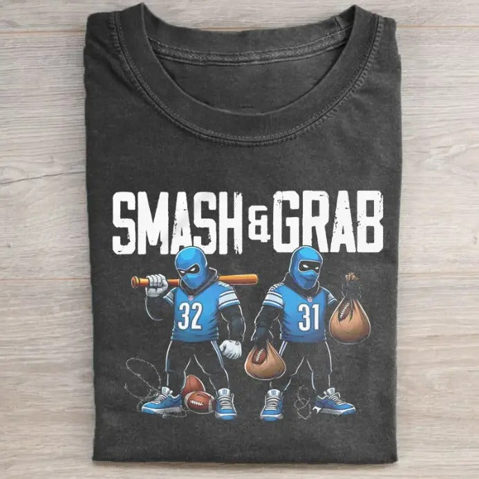 D..e.t.r.o.i.t Football S.m.a.sh and G.ra.b Unisex T-shirt, Breathable Soft Cotton, Casual Round Neck, Regular Fit,...