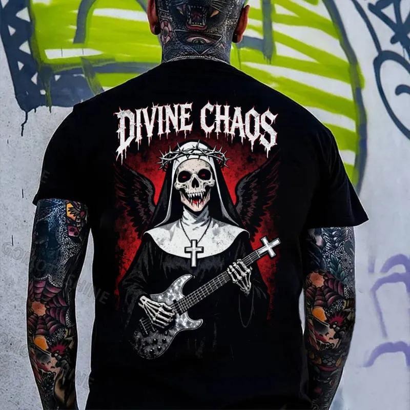 DIVINE CHAOS Skeleton Nun Print Men's T-shirt Hoodie, Sweatshirt | HypeDripTees.com