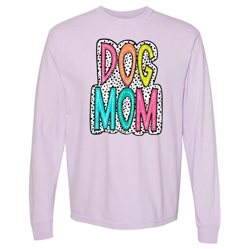 DOG MOM Neon Spotted LONG SLEEVE Comfort Colors T-Shirt Hoodie, Sweatshirt | HypeDripTees.com