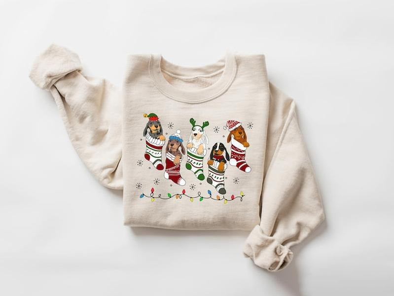 Dachshund Christmas Sweatshirt, Christmas Dog Tshirt, Xmas Dachshund Sweater, Christmas Gift For Dachshund Mom, Dog Lover...