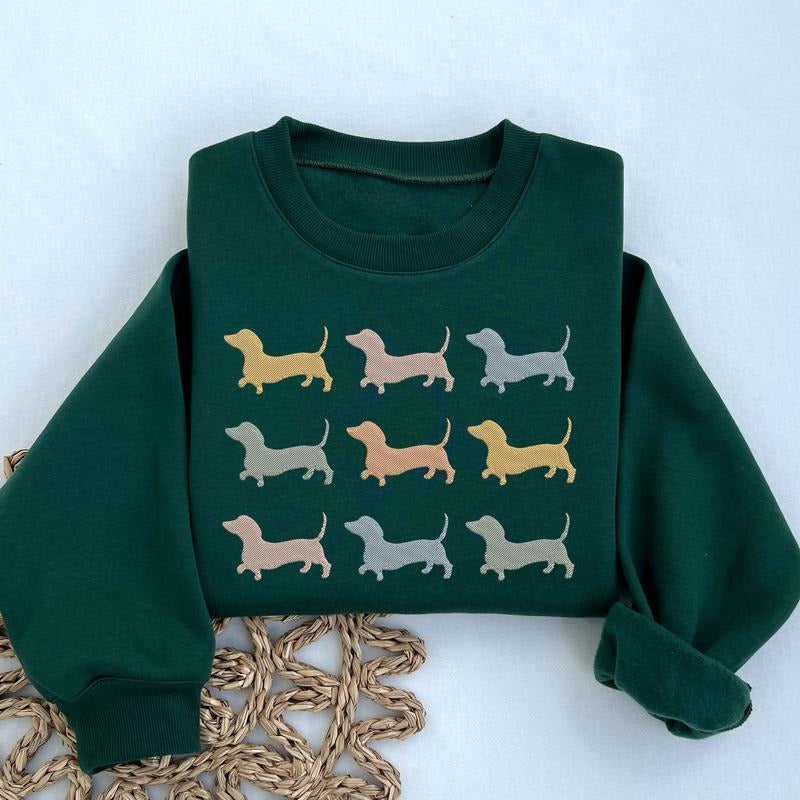 Dachshund Embroidered Sweatshirt, Dog Embroidered Crewneck, Gift Sweater for Dog Lovers T-Shirts, Hoodie | HypeDripTees.com