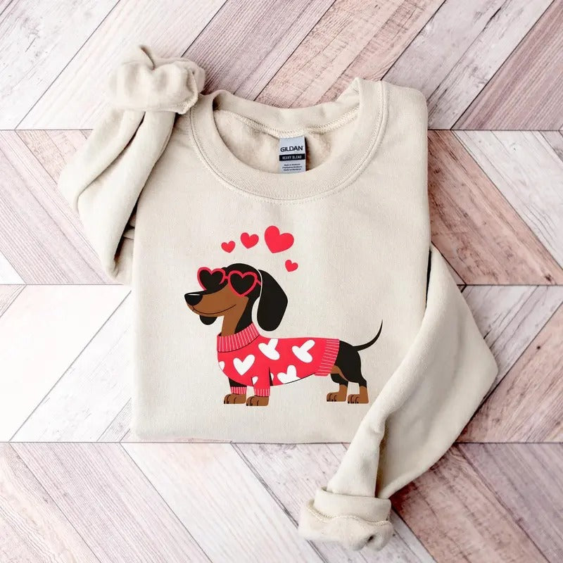 Dachshund Valentines Day Sweatshirt, doxie shirt, dachshund mom, dachshund gift Hoodie | HypeDripTees.com