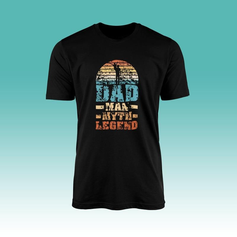 Dad Man Myth Legend T-shirt Tee Top - Sunset Retro Style - Happy Father's Day - Daddy Father - Men's Fashion - Gift For Him