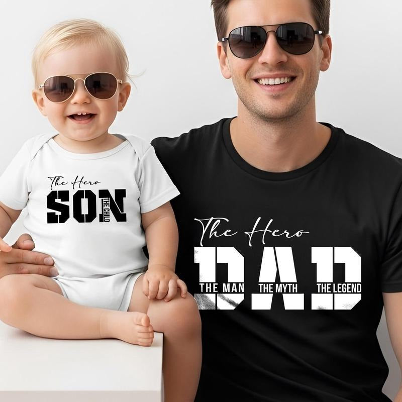Dad and Baby Boy Matching Shirts, The Man The Legend Dad and Son T-Shirt, Father's Day Gift, Daddy and Me Matching Tee,...