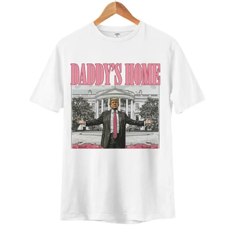 Daddy's Home T-Shirt, Retro Crewneck, For Xmas, Cotton, Womenswear Tops Tops Menswear Hoodie, Sweatshirt | HypeDripTees.com