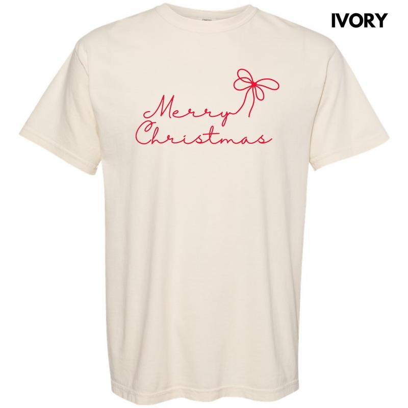 Dainty Script Red Merry Christmas Comfort Colors T-Shirt 'NLB' Hoodie, Sweatshirt | HypeDripTees.com
