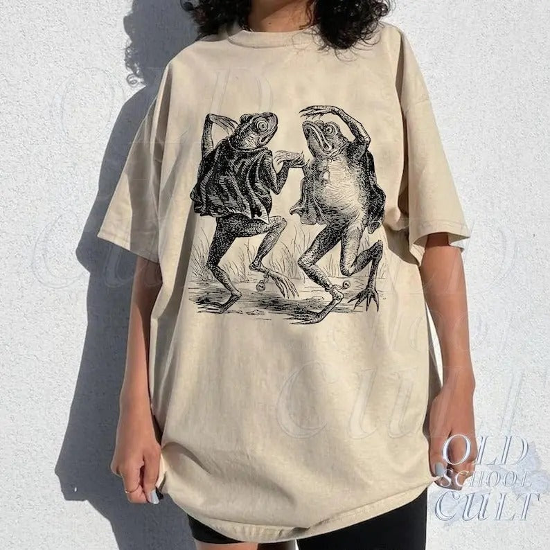 Dancing Frog 90s Retro Shirt, Vintage Frog Graphic T-Shirt, Cute Funny Frog Tee, Frog Lovers Tee, Vintage Fall Shirt,...