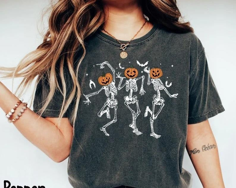 Dancing Skeleton Pumpkin, Retro Halloween Shirt, Spooky Season, Pumpkin Hoodie, Sweatshirt | HypeDripTees.com