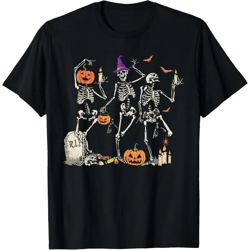 Dancing Skeleton Shirt for Women Men Happy Halloween Skull T-Shirt made in usa Hoodie, Sweatshirt | HypeDripTees.com