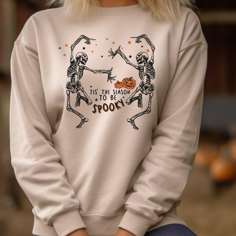 Dancing Skeleton Sweatshirt, Spooky Season Shirt, Women Tees and Sweaters, Dancing Costume Shirt, Tis the Season,...