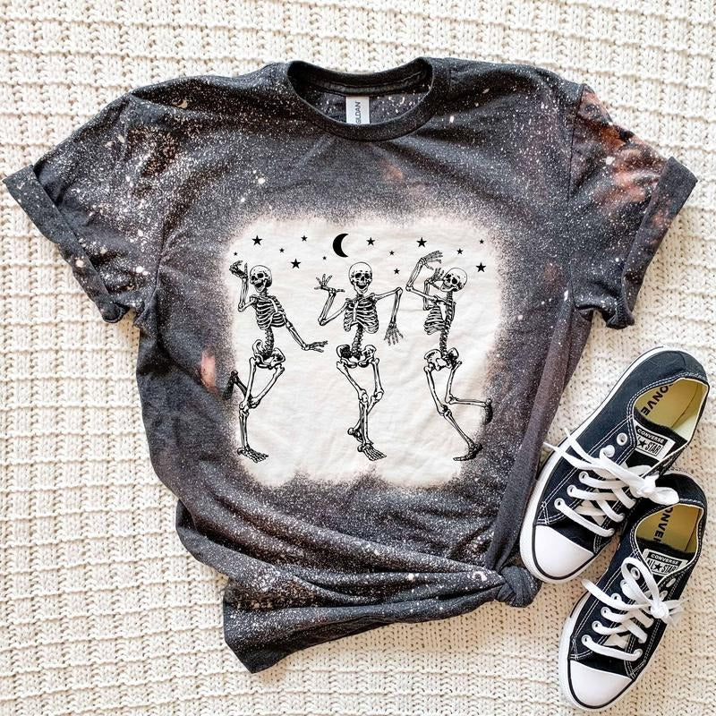 Dancing Skeletons Bleached t-Shirt Hoodie, Sweatshirt | HypeDripTees.com