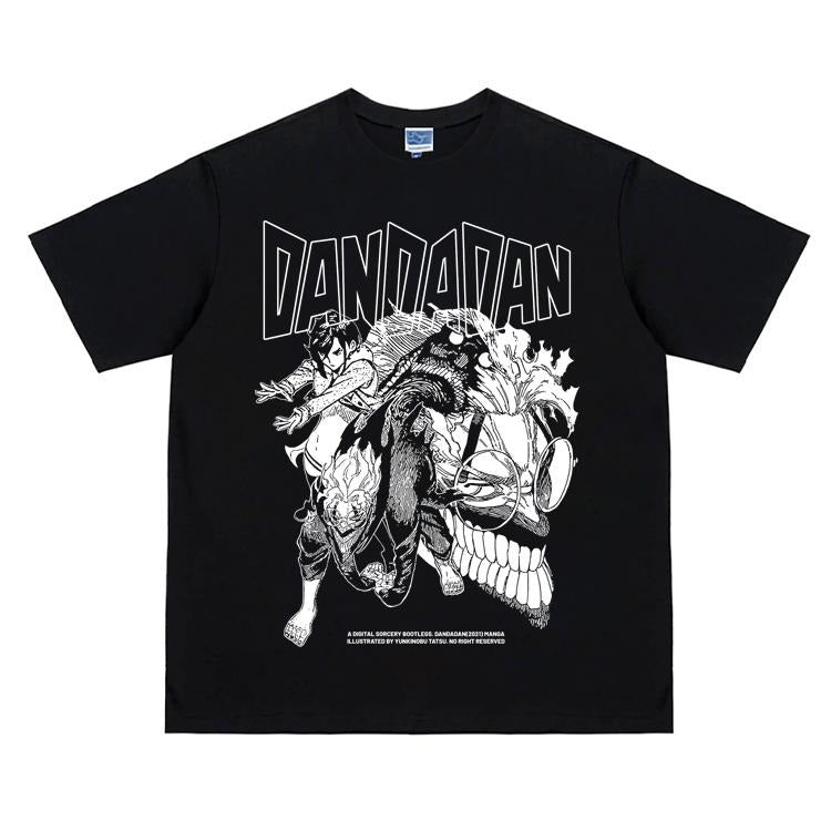 Dandadan "Momo Okarun" Vintage Oversized Tee Anime T-shirt 100% Cotton Original Design Men's Top Streetwear Casual...