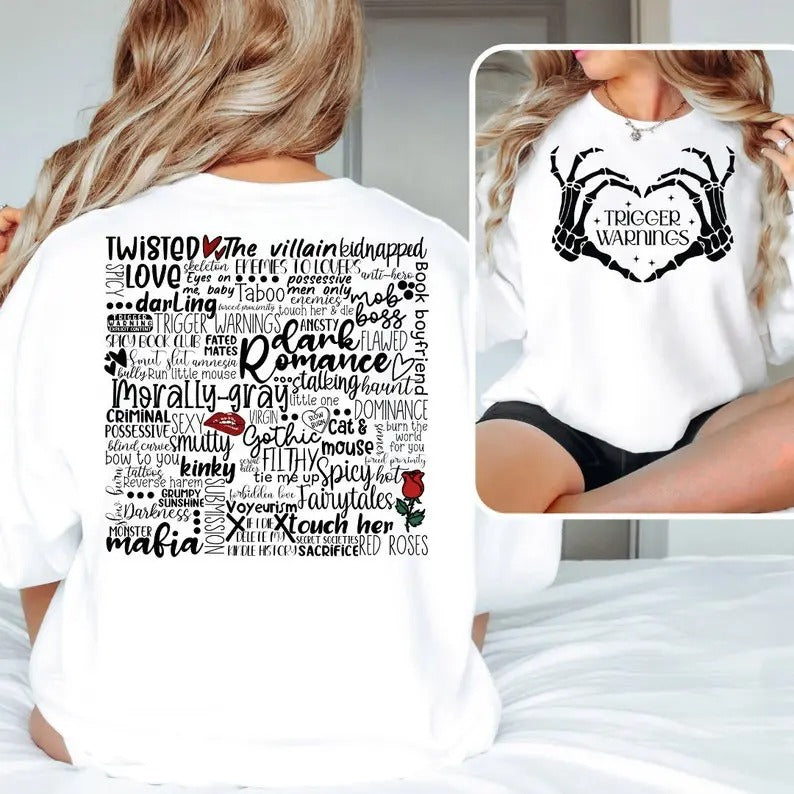 Dark Romance Book Themes, Trigger Warning Sweatshirt, Dark Romance Sweatshirt, Sweatshirt for Reader, Bookish Sweatshirt,...
