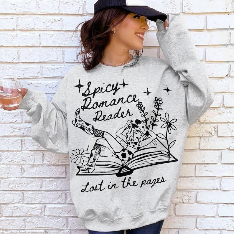 Dark romance reader sweater funny smut shirt booktok merch cute bookish crewneck romantasy coastal cowgirl cozy reading...