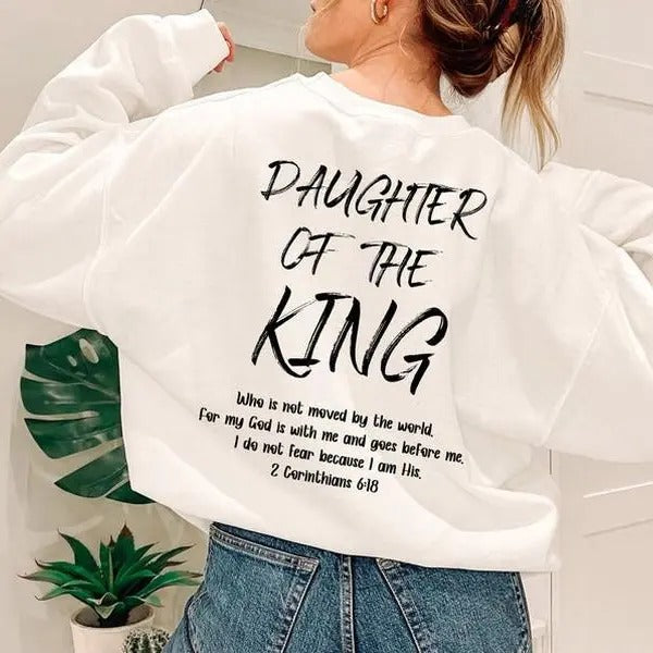 Daughter of the King Outfit, 2 Corinthians Hoodie, Women's Aesthetic Bible Verse Sweater, Christian Clothing, Religious...
