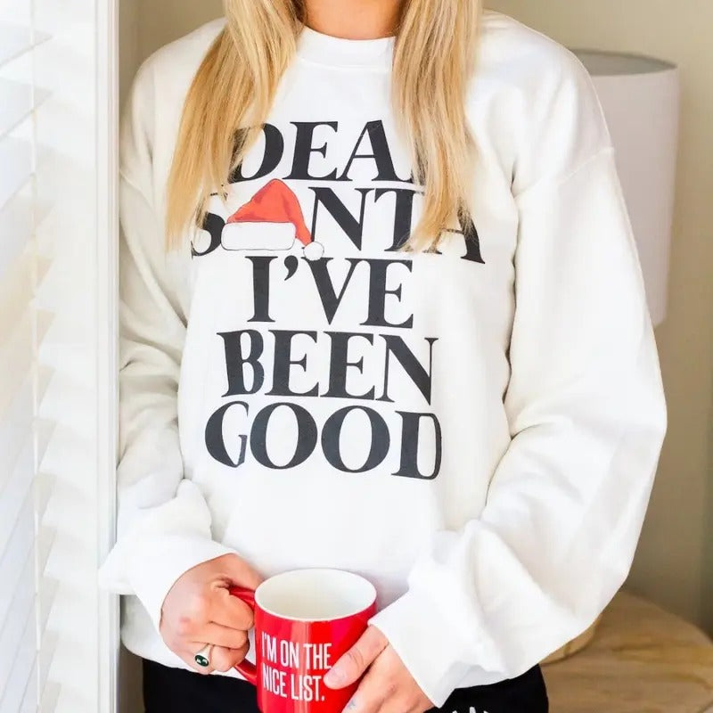 'Dear Santa' Sweatshirt, Christmas Cozy Cute Crewneck T-Shirts, Hoodie | HypeDripTees.com