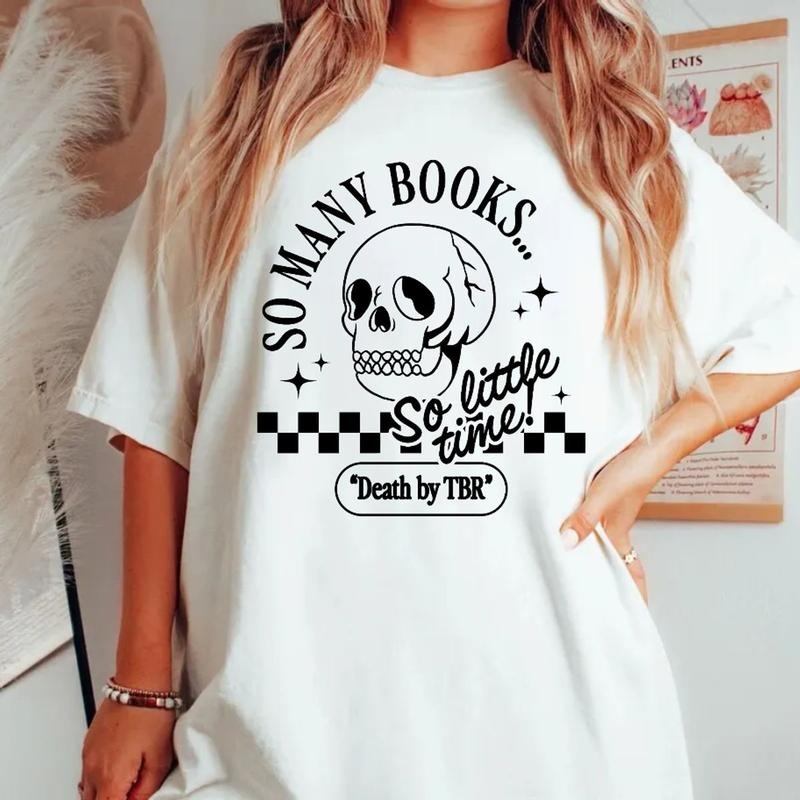 Death By Tbr Booktok Retro Aesthetic Bookish Shirt Literary Shirt Skeleton Shirt Alt Clothes Romance Reader Book Indie...