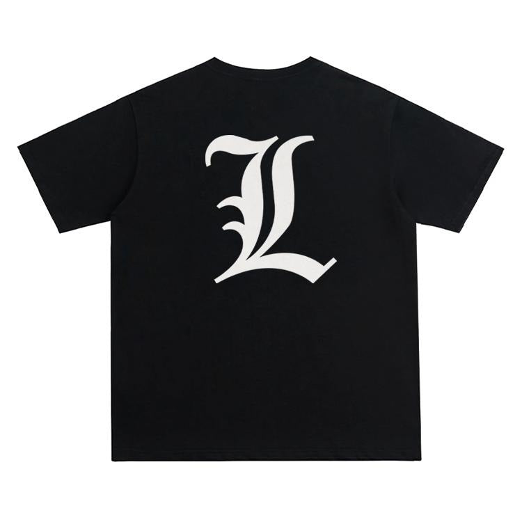 Death Note "L Emblem" Vintage Oversized Tee Anime T-shirt 100% Cotton Original Design Men's Top for Fans DTG Printing...