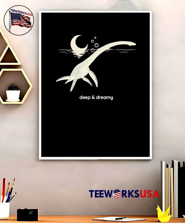 Deep & Dreamy Plesiosaur Night Swimming T-Shirt
