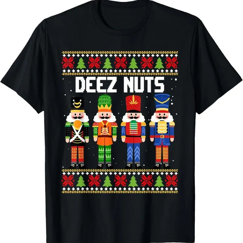 Deez Nuts Nutcracker Funny Ugly Christmas Xmas Pajama PJ T-Shirt Hoodie, Sweatshirt | HypeDripTees.com