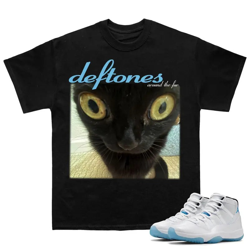 Deftones Cat Match 11s Bred Velvet Sneakers Outfits, Y2K Cotton T-shirt, Trendy Graphic Tee Fitted for Hip Hop,...