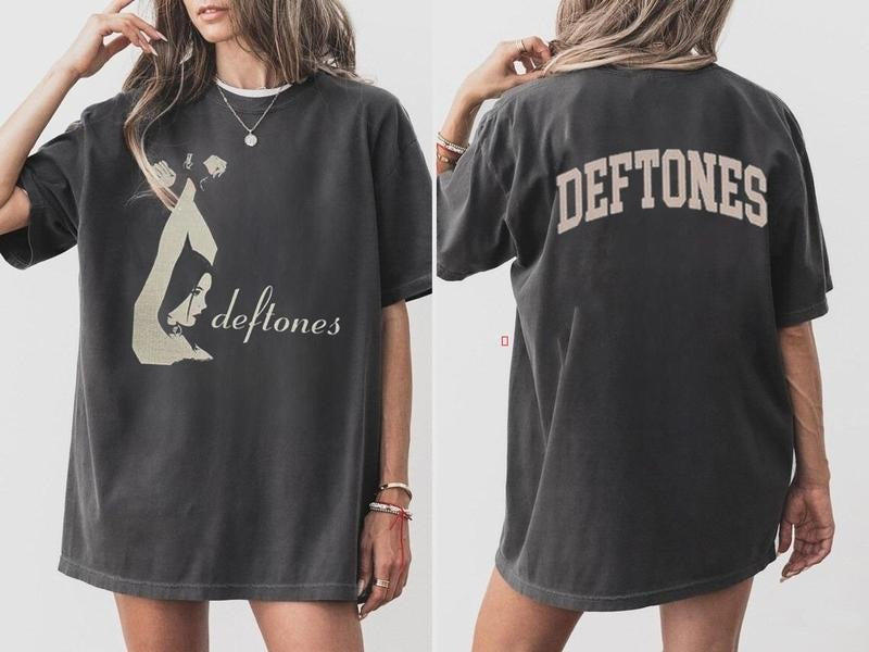 Deftones Girl Graphic Tee, Oversized Heavyweight Cotton Band Shirt, Vintage Aesthetic Grunge Top, Dark Romance Streetwear...
