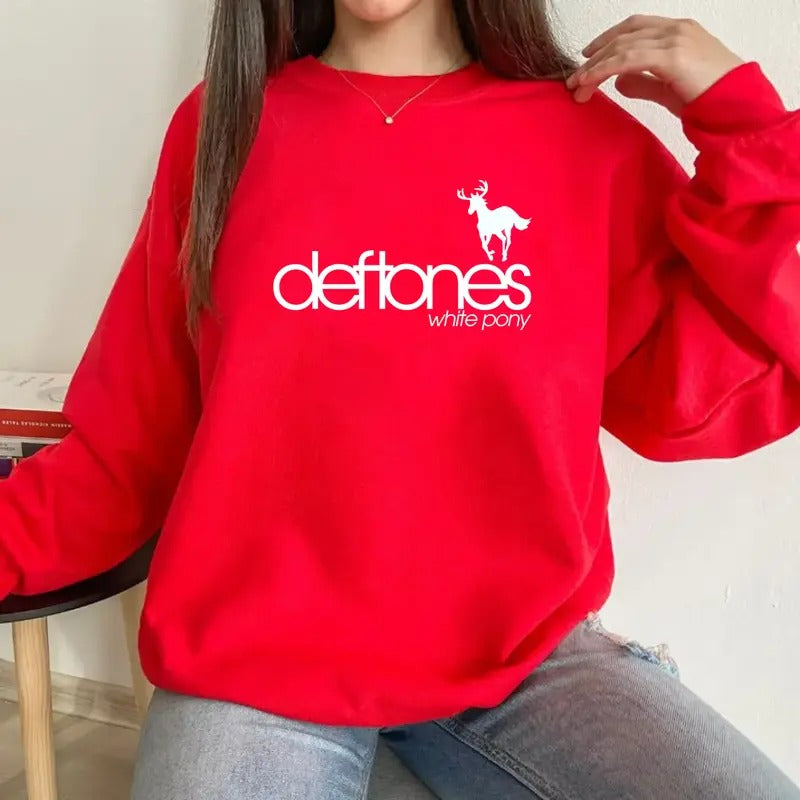Deftoness Funny White Pony Shirt, Rock Band Apparel, Alternative Rock, Unisex Sweater Pullover Tee Hoodie, Sweatshirt