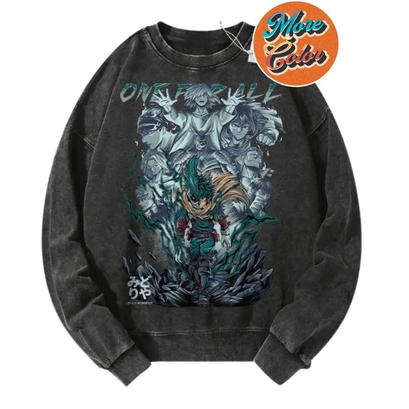 Deku Izuku Midoriya My Hero Academia Anime Vintage Shirts, Cotton Unisex Sweatshirt, Crew Neck, Size S- 3XL, Menswear...