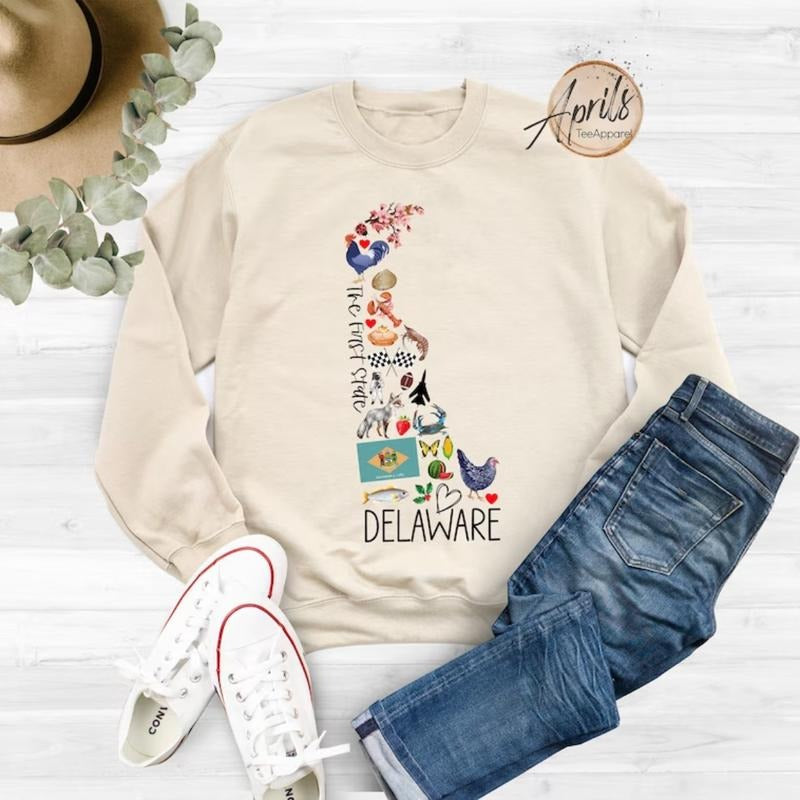 Delaware Sweatshirt, Delaware Hoodie, State Shirt Tops Fashion | HypeDripTees.com