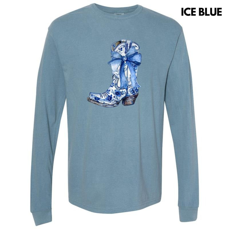 Delicate Floral Boot Long Sleeve Comfort Colors T-Shirt 'NLB' Hoodie, Sweatshirt | HypeDripTees.com