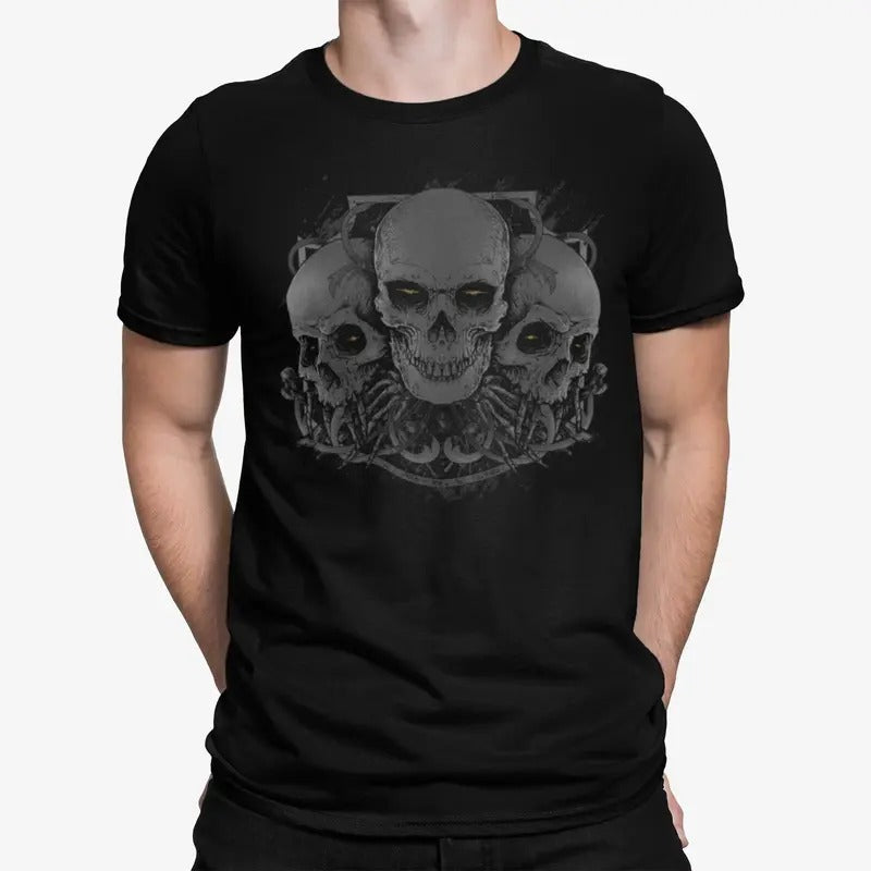 Demon Skulls Mens T-shirt Gothic Rock Skull Goth Skeleton Alternative Biker  sweater and hoodie Sweatshirt | HypeDripTees.com