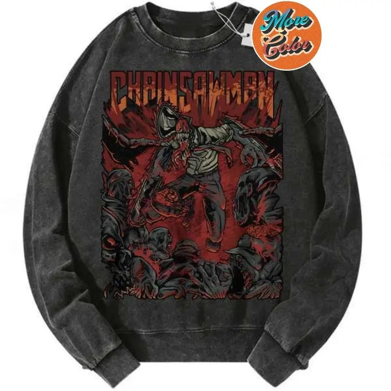 Denji Chainsaw Man Anime Shirts, Cotton Unisex Sweatshirt, Crew Neck, Size S- 3XL, Menswear Top, Womenswear Top Underwear...