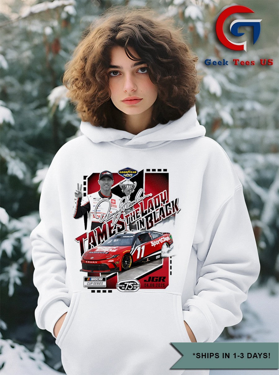 Denny Hamlin Tames the Lady in Black 2025 Goodyear 400 Race Winner graphic shirt