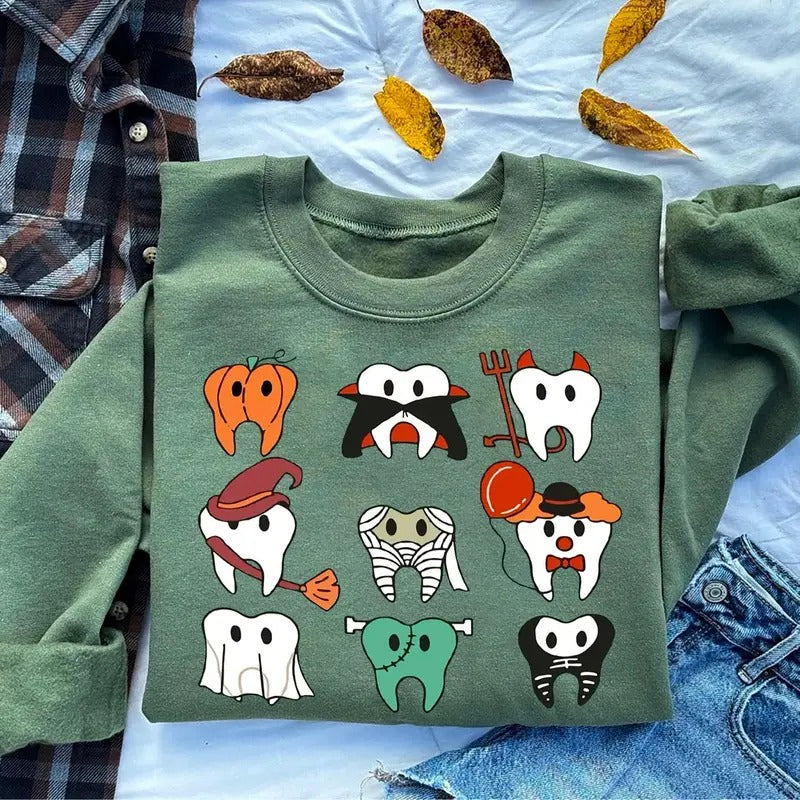 Dental Halloween Sweatshirt, Halloween Teeth Shirt, Dental Hygiene Sweatshirt, Dental Squad Halloween T-shirt, Dental Boo...