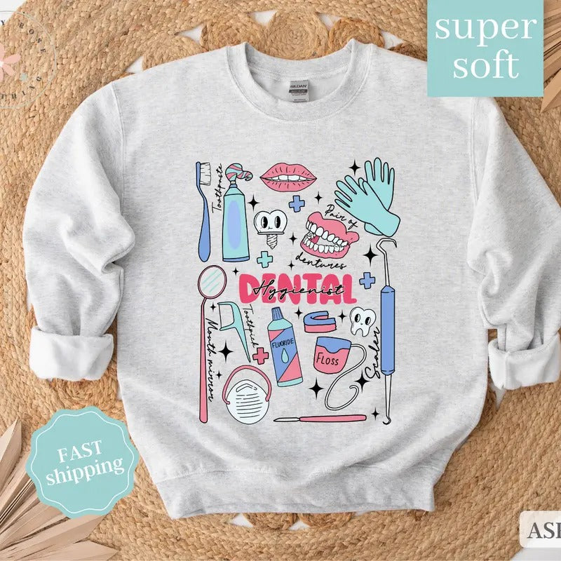 Dental Hygienist Sweatshirt, Gift for Dental Hygienist, Dental Crewneck T-Shirts, Hoodie | HypeDripTees.com