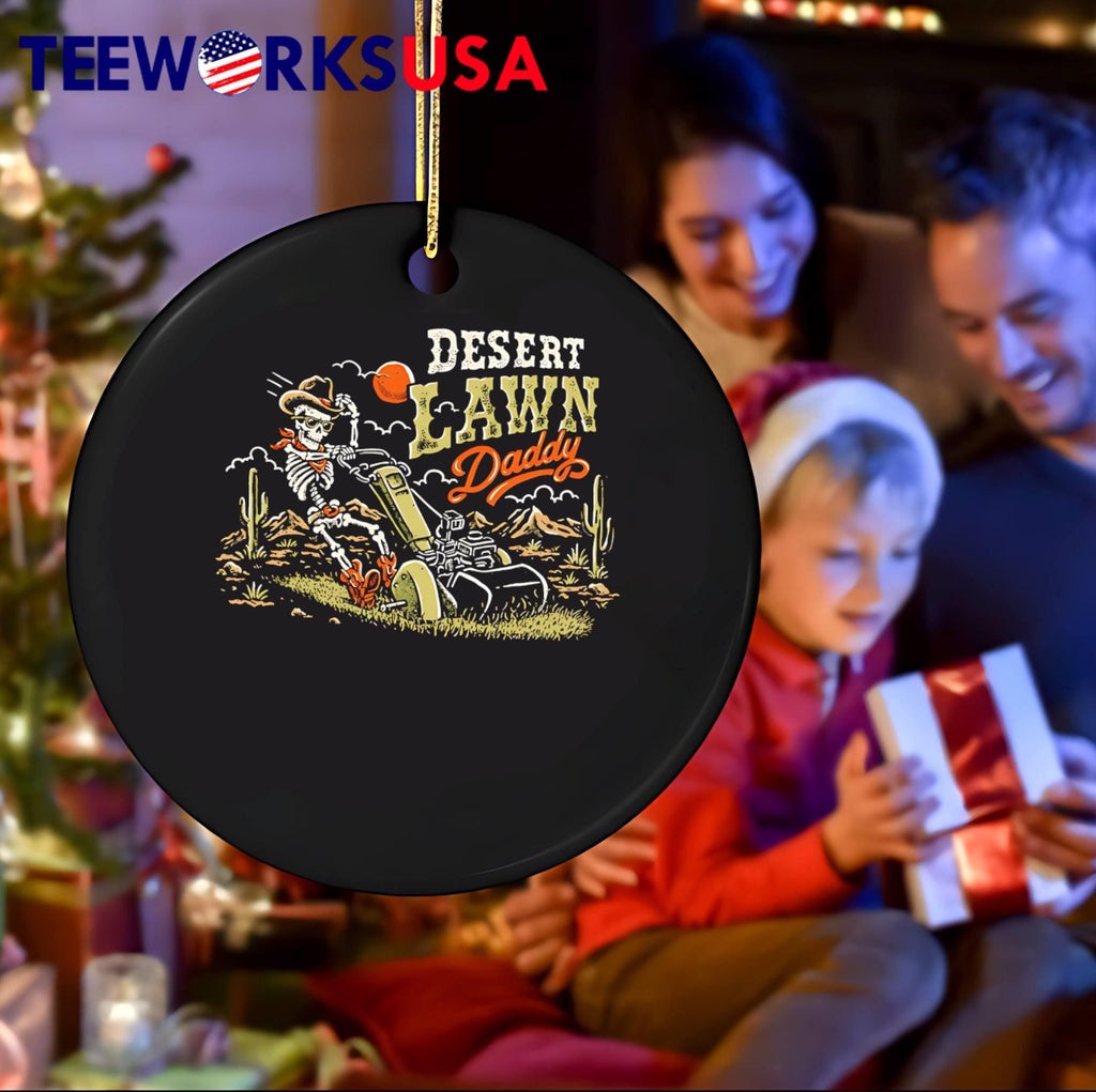 Desert Lawn Daddy Skeleton Mowing the Grass Graphic T-Shirt